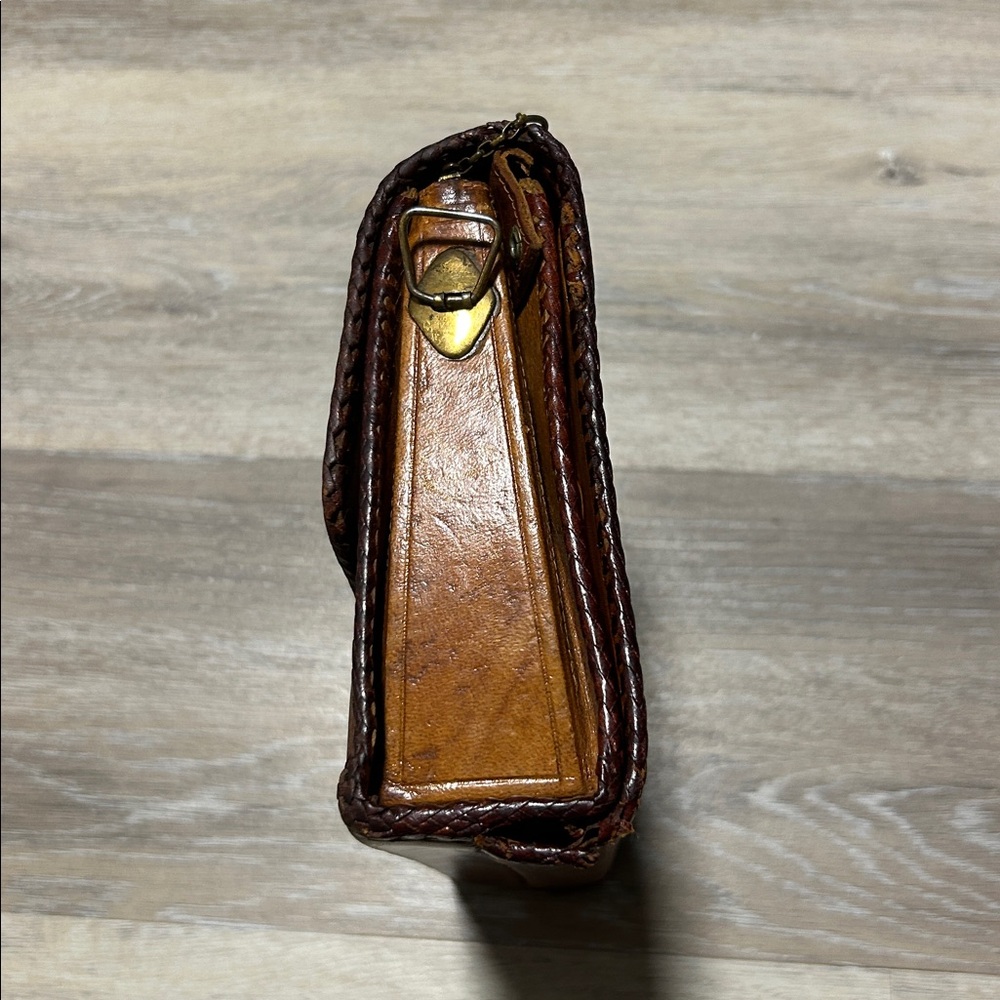 Handcrafted Brown Leather Reversible Purse no strap - Picture 3 of 9